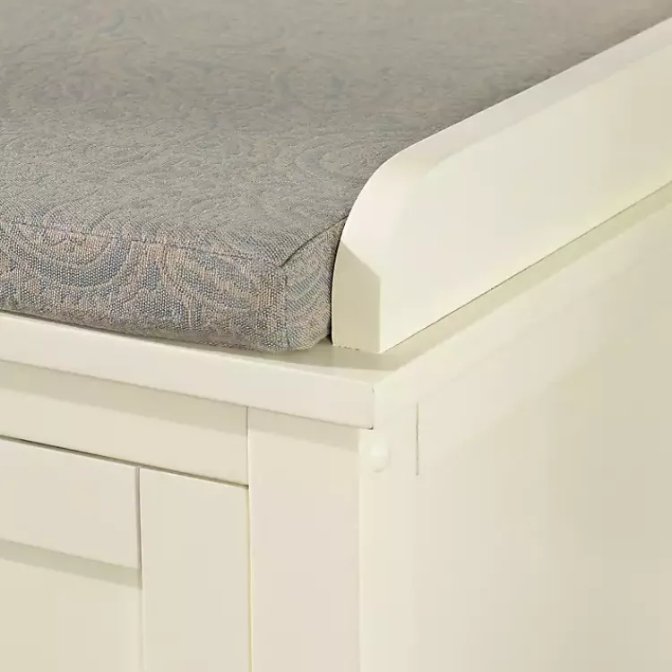 Kirklands Home White Wood Upholstered Storage Bench Hot