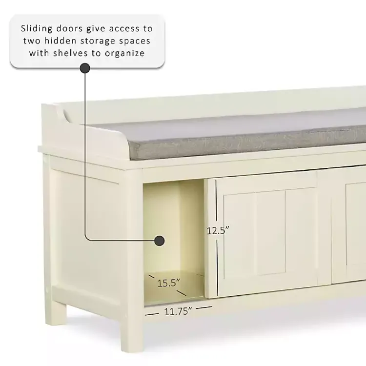 Kirklands Home White Wood Upholstered Storage Bench Hot