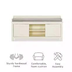 Kirklands Home White Wood Upholstered Storage Bench Hot