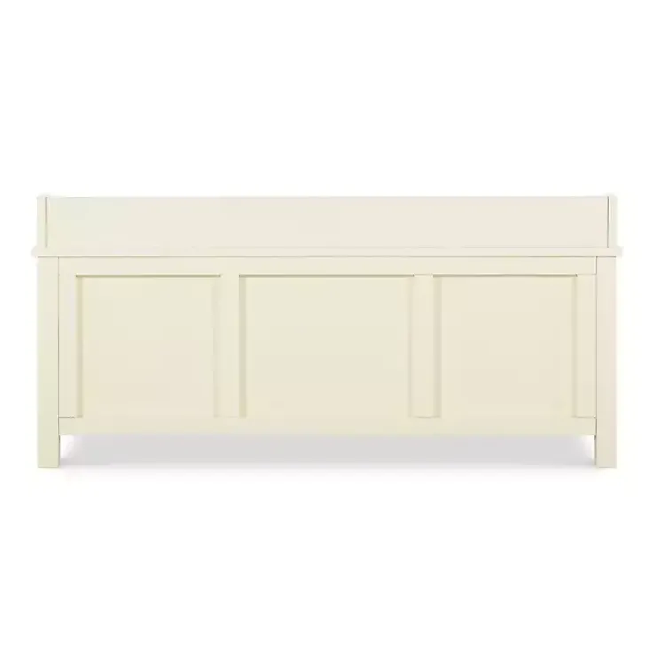 Kirklands Home White Wood Upholstered Storage Bench Hot