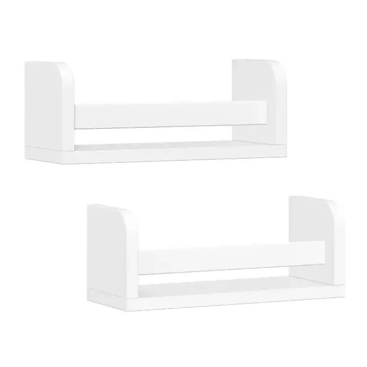 Kirklands Home White Wood Wall Bookshelves, Set of 2 New