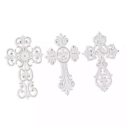 Kirklands Home Wood Wall Cross Wall Plaques, Set of 3 White Outlet