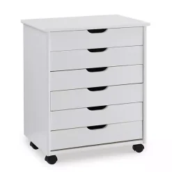 Kirklands Home Wood Wide 6-Drawer Cary Storage Cart White Best