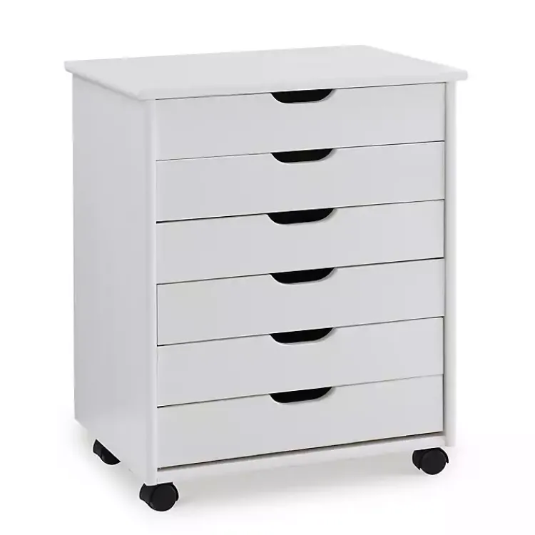 Kirklands Home Wood Wide 6-Drawer Cary Storage Cart White Best