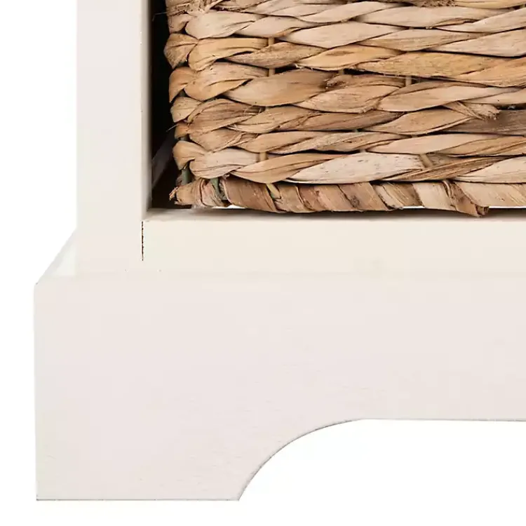 Kirklands Home Wood Woven Baskets Cabinet White