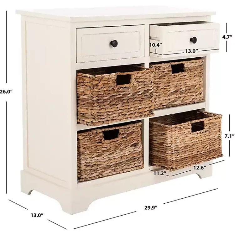 Kirklands Home Wood Woven Baskets Cabinet White