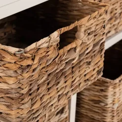 Kirklands Home Wood Woven Baskets Cabinet White