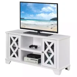 Kirklands Home Wood X Doors Media Cabinet White New