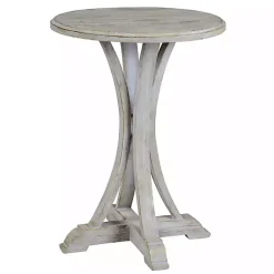 Kirklands Home Wooden Arched Base Round Top Accent Table White Clearance