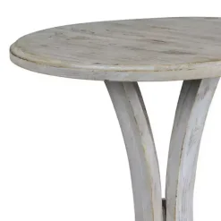 Kirklands Home Wooden Arched Base Round Top Accent Table White Clearance