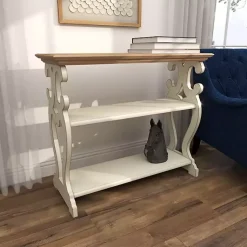 Kirklands Home Wooden 2-Shelf Console Table White New