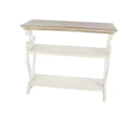 Kirklands Home Wooden 2-Shelf Console Table White New