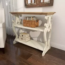 Kirklands Home Wooden 2-Shelf Console Table White New