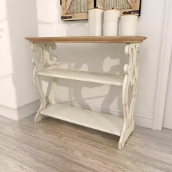 Kirklands Home Wooden 2-Shelf Console Table White New