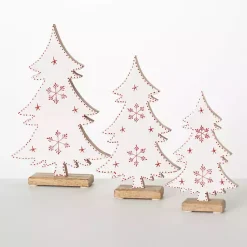 Christmas Decorations>Kirklands Home White Woodland Snowflake Christmas Trees, Set of 3