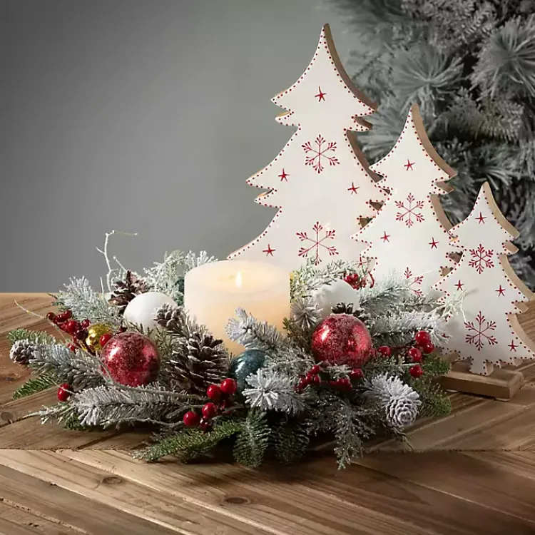 Christmas Decorations>Kirklands Home White Woodland Snowflake Christmas Trees, Set of 3
