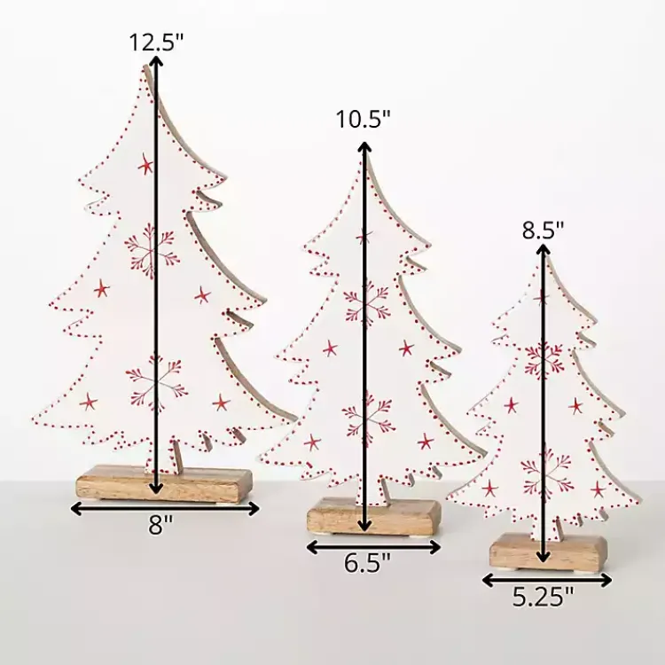 Christmas Decorations>Kirklands Home White Woodland Snowflake Christmas Trees, Set of 3
