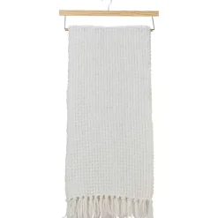 Blankets & Throws>Kirklands Home Woven Waffle Knit Chenille Throw White
