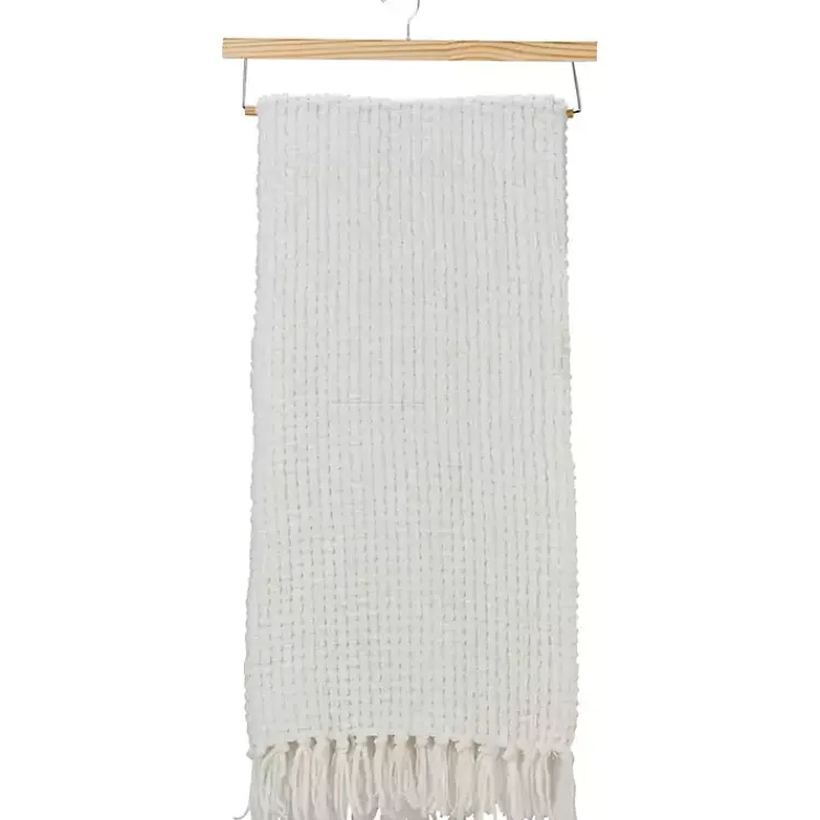 Blankets & Throws>Kirklands Home Woven Waffle Knit Chenille Throw White