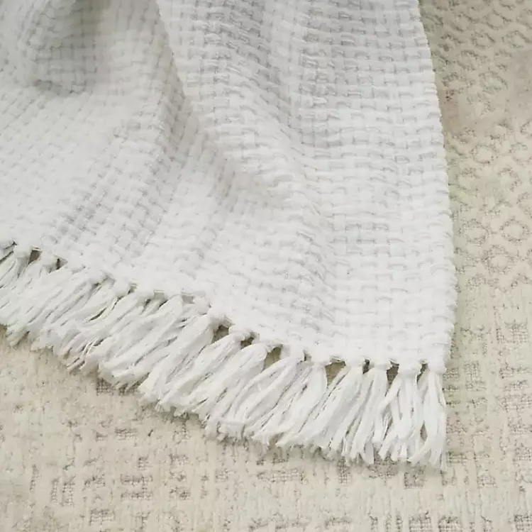 Blankets & Throws>Kirklands Home Woven Waffle Knit Chenille Throw White