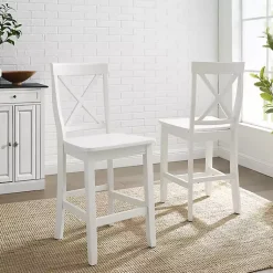 Kirklands Home X-Back Farmhouse Counter Stools, Set of 2 White Clearance