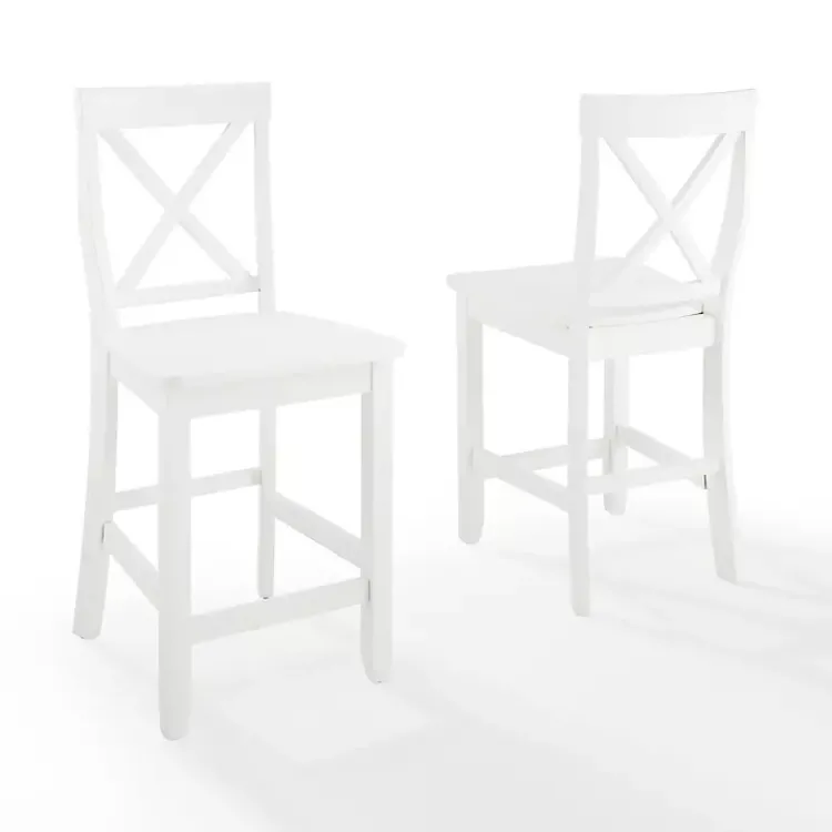 Kirklands Home X-Back Farmhouse Counter Stools, Set of 2 White Clearance