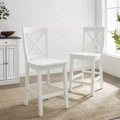 Kirklands Home X-Back Farmhouse Counter Stools, Set of 2 White Clearance
