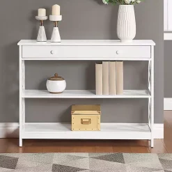 Kirklands Home X-Frame 2-Shelf Console Table White Hot