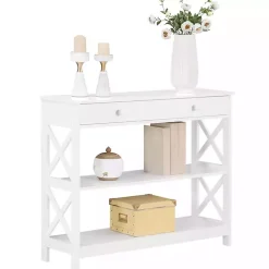 Kirklands Home X-Frame 2-Shelf Console Table White Hot