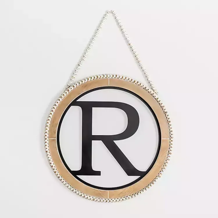 Kirklands Home Whitewash Bead Trim Monogram R Plaque Clearance