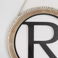 Kirklands Home Whitewash Bead Trim Monogram R Plaque Clearance