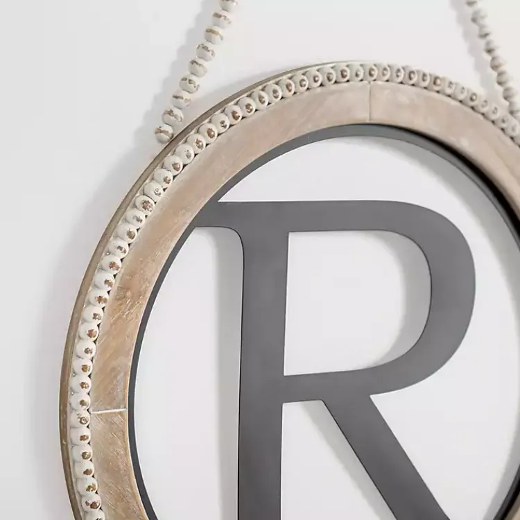Kirklands Home Whitewash Bead Trim Monogram R Plaque Clearance
