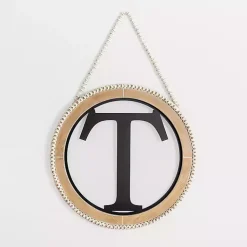 Kirklands Home Whitewash Bead Trim Monogram T Plaque Sale