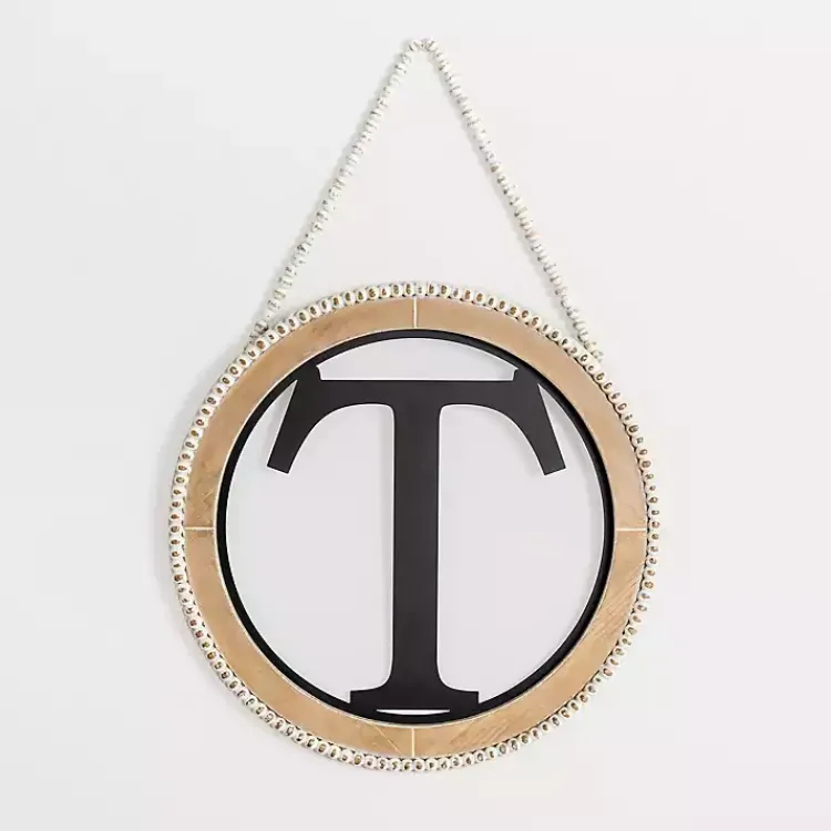 Kirklands Home Whitewash Bead Trim Monogram T Plaque Sale