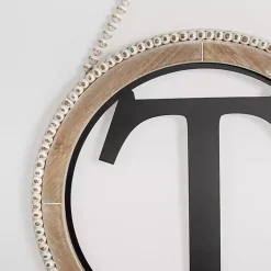 Kirklands Home Whitewash Bead Trim Monogram T Plaque Sale