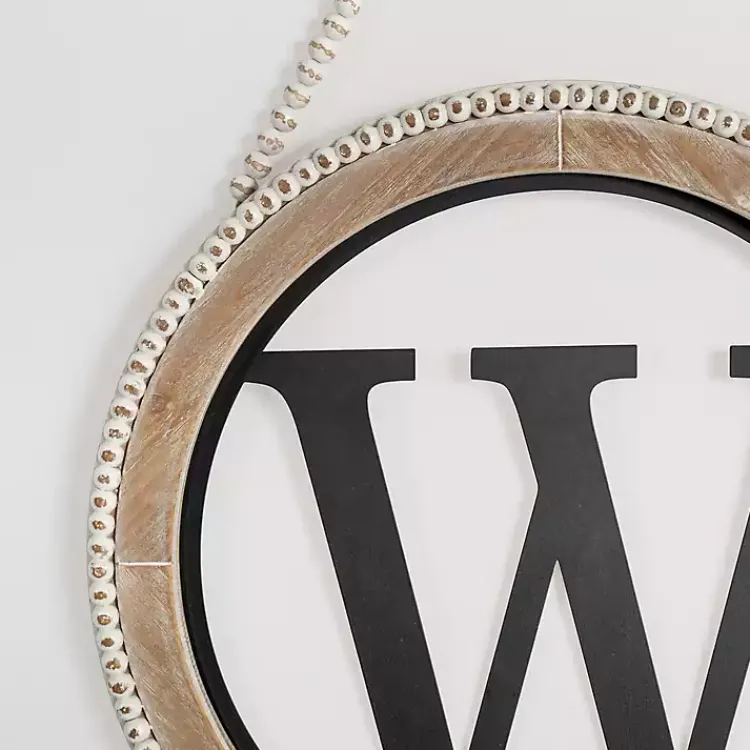 Kirklands Home Whitewash Bead Trim Monogram W Plaque