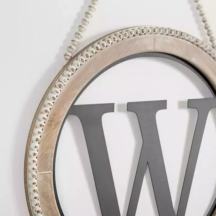 Kirklands Home Whitewash Bead Trim Monogram W Plaque