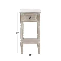 Kirklands Home Whitewash Distressed Wood Accent Table Brown