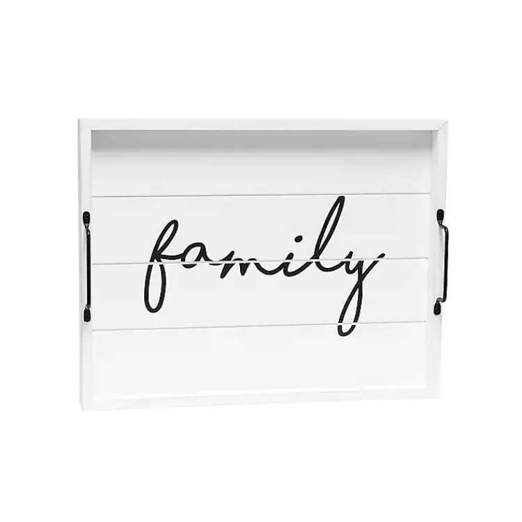 Decorative Trays>Kirklands Home Whitewash Family Wooden Tray
