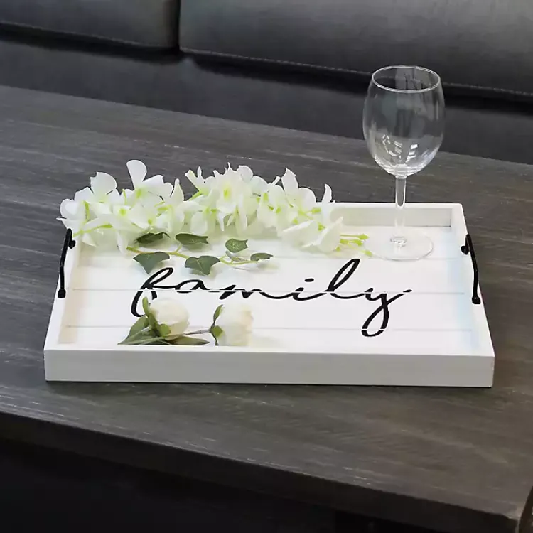 Decorative Trays>Kirklands Home Whitewash Family Wooden Tray