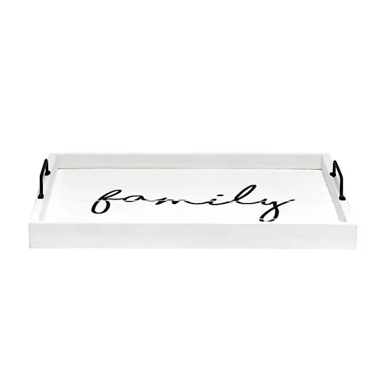Decorative Trays>Kirklands Home Whitewash Family Wooden Tray