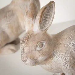 Easter Decorations>Kirklands Home Whitewash Floral Boho Bunny Figurines, Set of 2 Brown