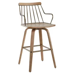 Kirklands Home Whitewash Poplar Wood Swivel Counter Stool Tan Online