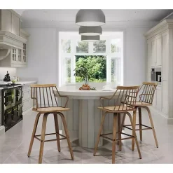 Kirklands Home Whitewash Poplar Wood Swivel Counter Stool Tan Online