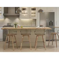 Kirklands Home Whitewash Poplar Wood Swivel Counter Stool Tan Online