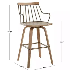 Kirklands Home Whitewash Poplar Wood Swivel Counter Stool Tan Online