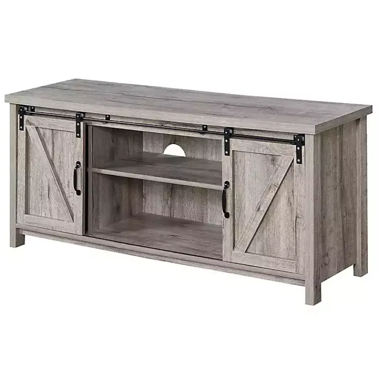 Kirklands Home wash Russ Barn Door Media Cabinet White Hot