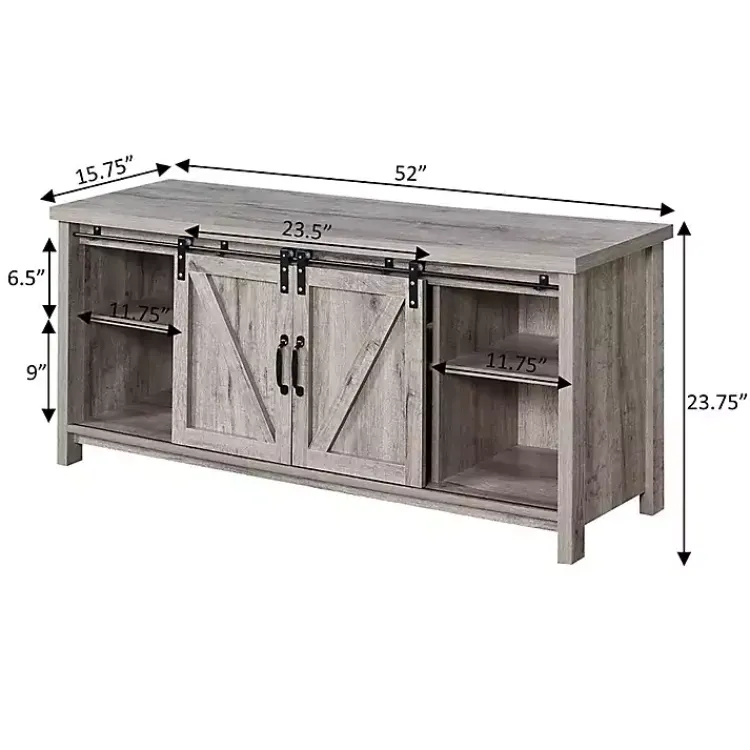 Kirklands Home wash Russ Barn Door Media Cabinet White Hot