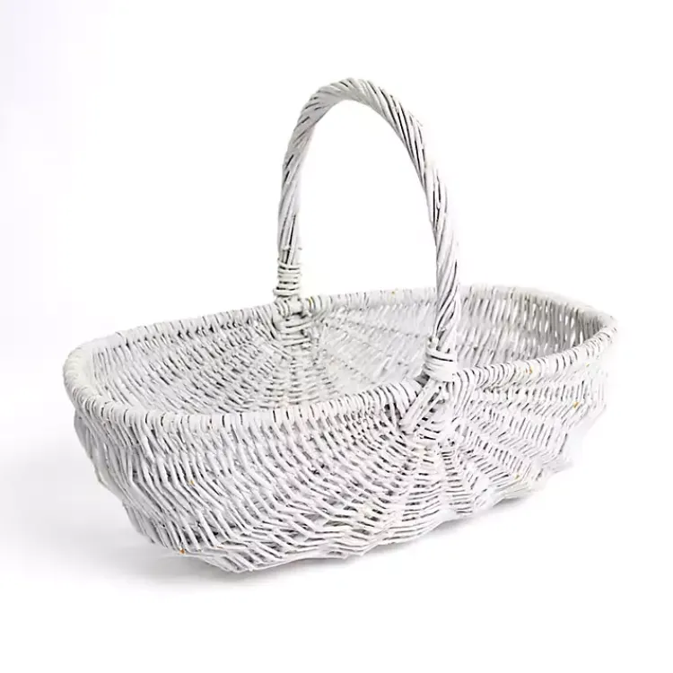 Baskets & Boxes>Kirklands Home wash Willow Flower Basket White