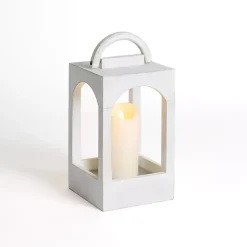 Lanterns>Kirklands Home washed Arched Wood Lantern, 12 in. White